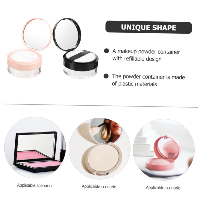 2Pcs Refillable Loose Powder Containers With Elastic Net Sifter For Travel Makeup Storage - Image 2